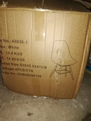 Sillas de salón blancas y madera 4 sillas blancas