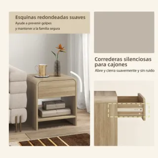 Mesitas de noche de madera y piel sintética