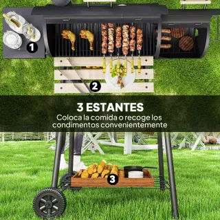 Barbacoa Carbón 3 en 1 Ahumador Parrilla