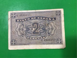 Billete antiguo 2 Pesetas España 1938