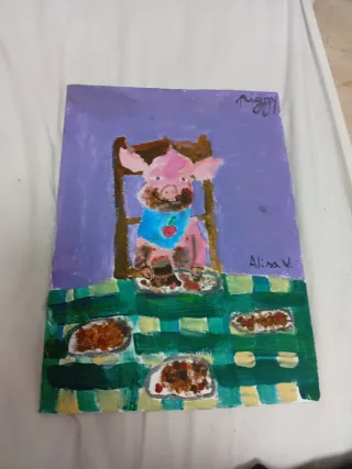 Pintura de cerdo "Piggy". Autora:Alisa Vorontsova