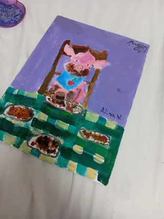 Pintura de cerdo "Piggy". Autora:Alisa Vorontsova