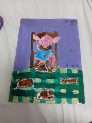 Pintura de cerdo "Piggy". Autora:Alisa Vorontsova