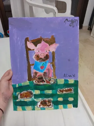 Pintura de cerdo "Piggy". Autora:Alisa Vorontsova
