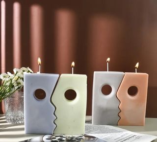 Candele Decorative con Visi Astratti