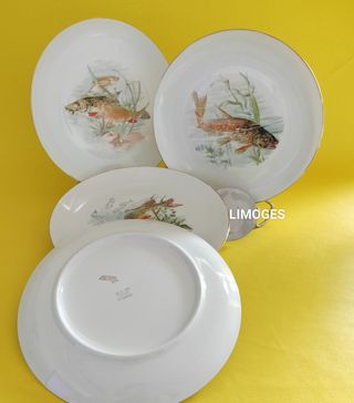 6 Platos Peces  Porcelana Francesa Limoges