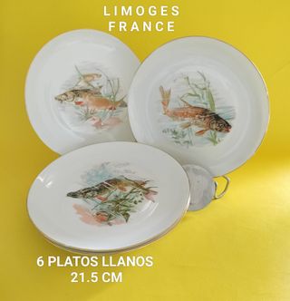 6 Platos Peces  Porcelana Francesa Limoges