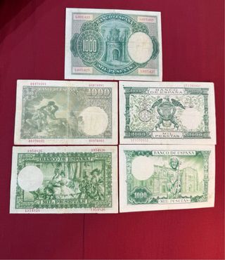Lote 5 Billetes Españoles 1000 Pesetas