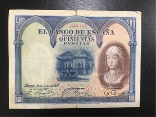Billete 500 Pesetas España 1927 Isabel la Católica