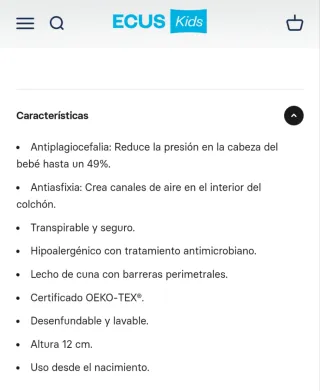 Colchón cuna Ecus Pigü sin usar