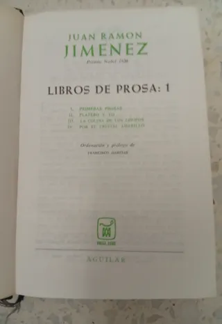 Libros de prosa. Juan Ramón Jiménez. Aguilar
