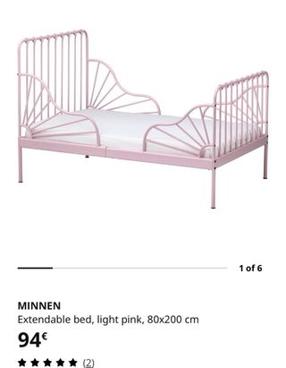Cama infantil extensible rosa IKEA MINNEN