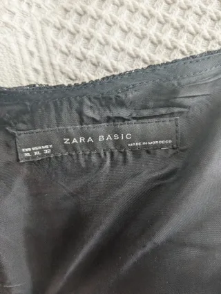 Vestido Zara Negro Encaje Volantes Talla XL