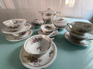 Juego de té Limoges porcelana floral