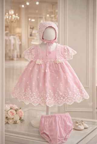 Vestido rosa evento 1-3 meses, utilizado 1 vez.