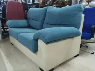 Sofá 3+2 plazas beige y azul