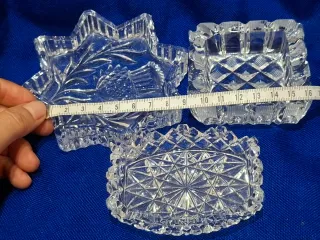 3 Bandejitas de Cristal Tallado