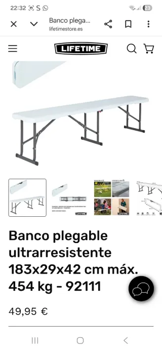 Pack 2 Bancos Plegables Blancos