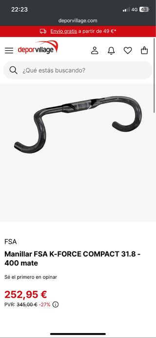 Manillar FSA K-Force ACR Carbono