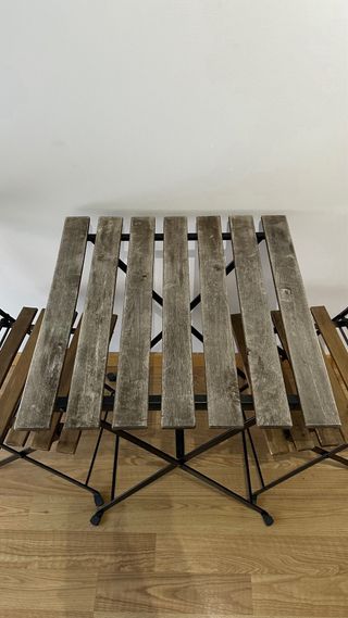 Mesa y 2 Sillas Terraza Madera Plegables