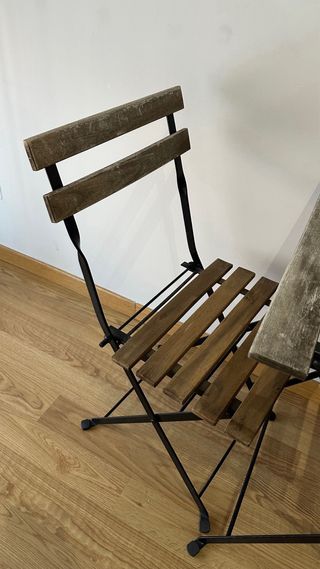 Mesa y 2 Sillas Terraza Madera Plegables