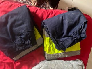 Dos 2 Pantalones de trabajo azul y amarillo
