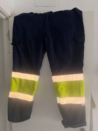 Dos 2 Pantalones de trabajo azul y amarillo