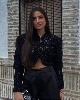 Chaqueta cropped lentejuelas