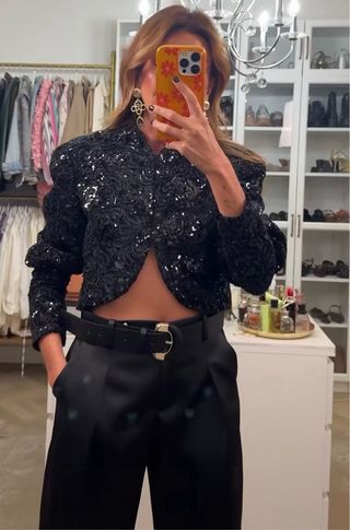 Chaqueta cropped lentejuelas