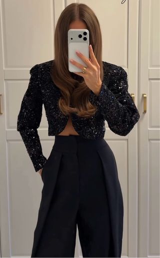 Chaqueta cropped lentejuelas