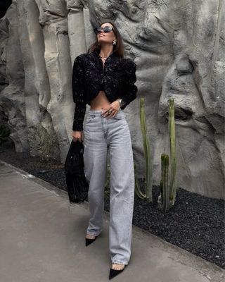 Chaqueta cropped lentejuelas