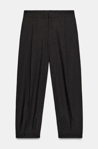 Pantalón cuadros Zara pinzas gris negro XS