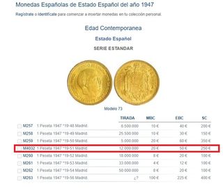 00113 1 Peseta 1947 Estrella 51 Moneda Antigua