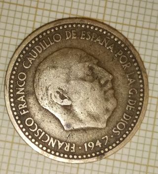 00113 1 Peseta 1947 Estrella 51 Moneda Antigua