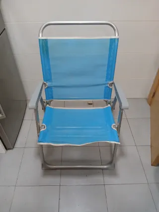 Silla Playa Plegable Azul y Plata