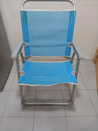 Silla Playa Plegable Azul y Plata