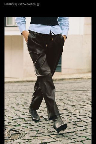 Pantalón efecto piel Zara marrón