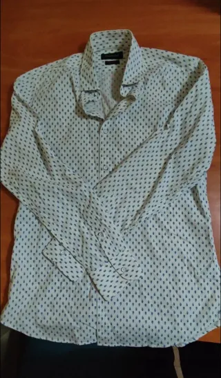 Camisa Massimo Dutti Estampado Plumas Azules