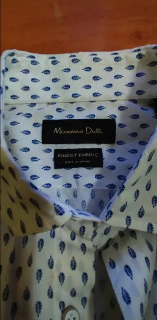 Camisa Massimo Dutti Estampado Plumas Azules