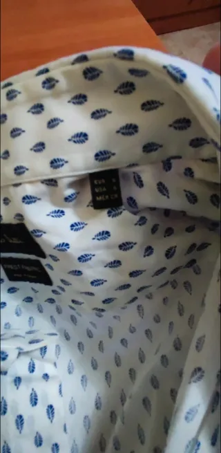 Camisa Massimo Dutti Estampado Plumas Azules