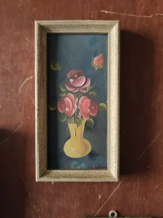 Cuadro vintage flores en jarrón