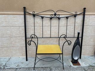 Cabecero y banqueta forja amarilla