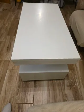 Mesa de salón abatible blanca