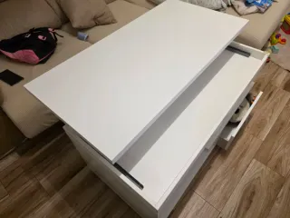 Mesa de salón abatible blanca