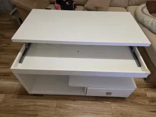 Mesa de salón abatible blanca