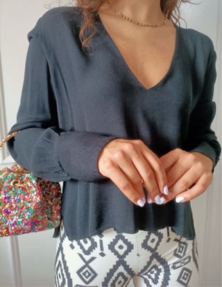 Blusa Zara crop decote V