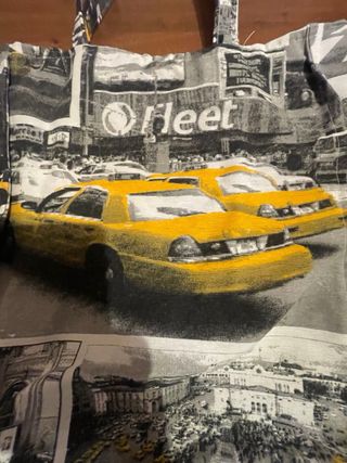 Borsa in stoffa con stampa taxi gialli