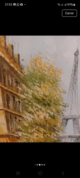 Cuadro Óleo sobre lienzo París Torre Eiffel