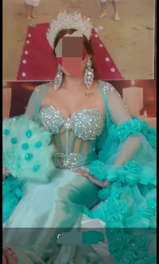 Vestido de boda gitana dorado y rosa bata camison