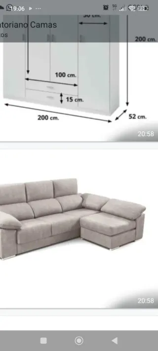 Sofá modular tela beige/gris